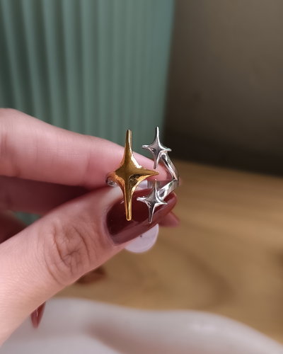 Anillo regulable Combinado Destello Dorado