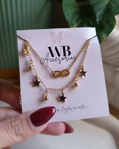 Pulsera Doble Infinito y Estrellas AD