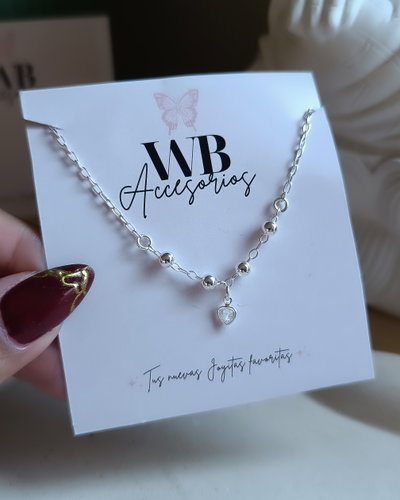 Pulsera Corazón y bolitas AB
