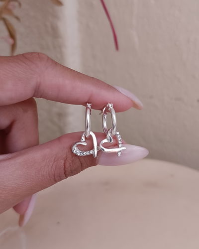 Argollas Dije Corazón Cubic AB