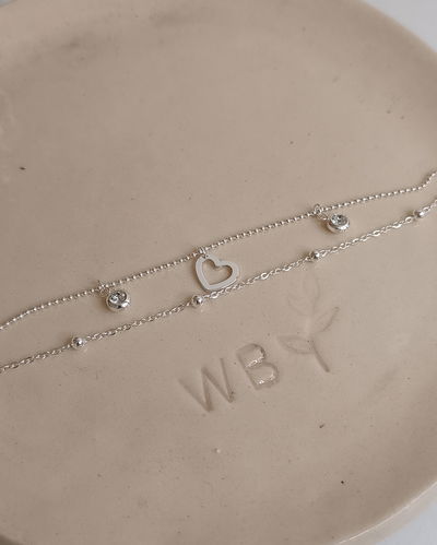 Pulsera Doble Corazon cubic AB 