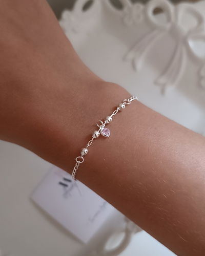 Pulsera Corazón Rosa AB 