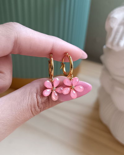 Argollas Flor Rosa