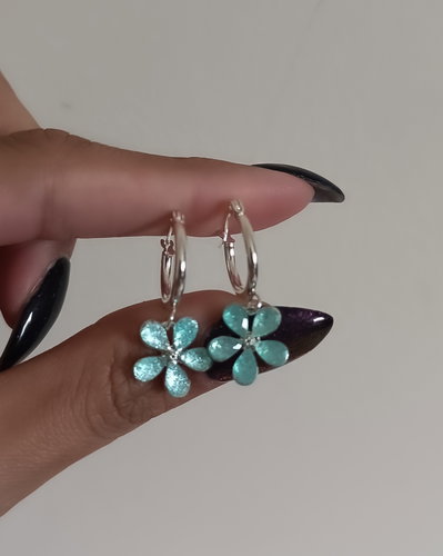 Argollas Flor aqua AB