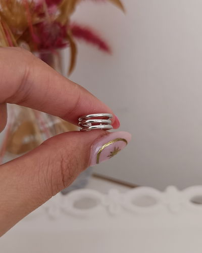 Cuff Tres lineas Plateado 