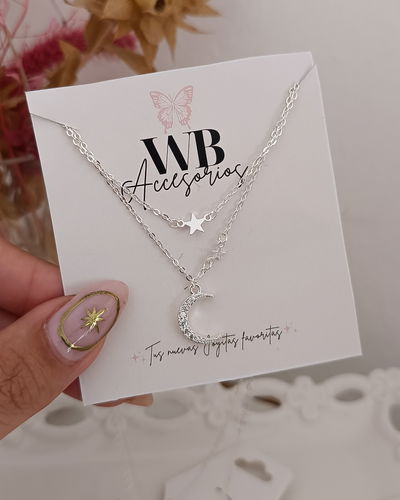 Conjunto Doble Luna Cubic y Estrellas AB 