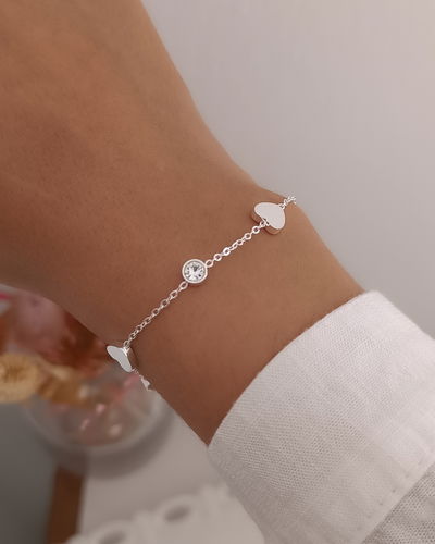 Pulsera Corazones y Cubic AB