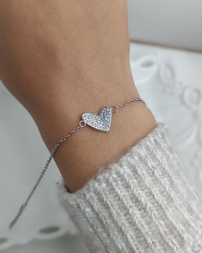 Pulsera Corazón con Brillos 