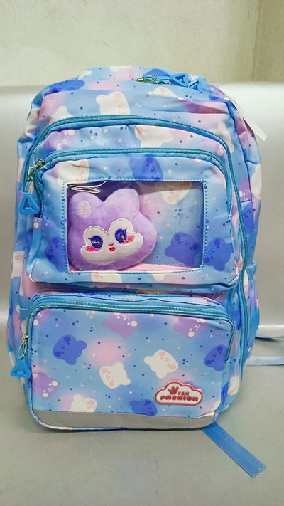 Mochila Kawaii con Organizador Estelar Azul Pastel