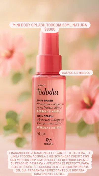Mini Body Splash Tododia Acerola e Hibisco 60ml Natura 