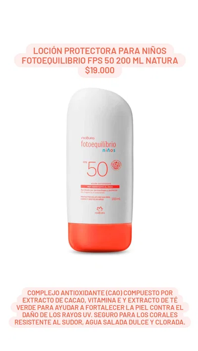 Loción Protectora para Niños Fotoequilibrio FPS 50 200 ml Natura