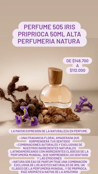 Perfume 505 Iris Priprioca 50ml Alta Perfumeria Natura