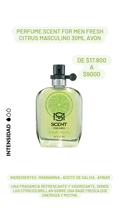 Perfume Scent For Men Fresh Citrus masculino 30ml Avon