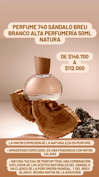Perfume 740 Sándalo Breu Branco Alta Perfumería 50ml Natura