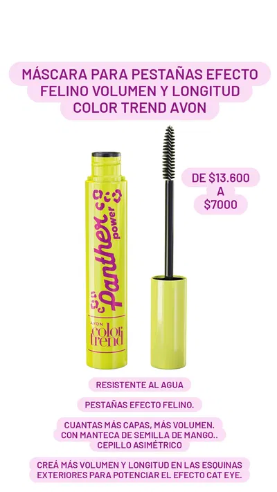 Máscara para Pestañas Efecto Felino Volumen y Longitud Color Trend Avon