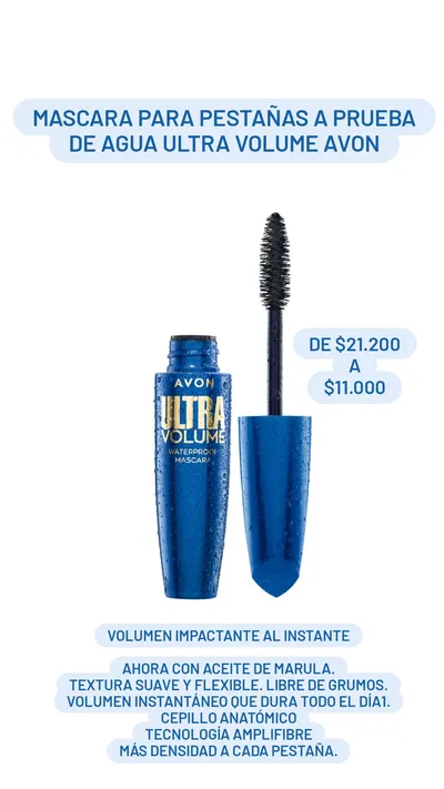 Mascara Para Pestañas A Prueba De Agua Ultra Volume Avon
