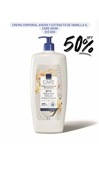Crema corporal Avena y Extracto de Vainilla 1L Care Avon