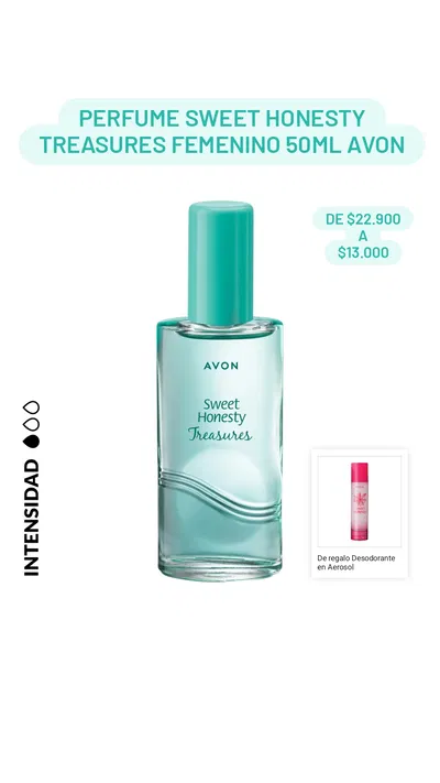 Perfume Sweet Honesty Treasures femenino 50ml Avon 