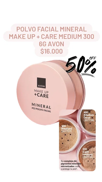 Polvo Facial Mineral Make Up + Care Medium 300 6g Avon