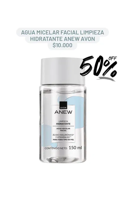 Agua Micelar Facial Limpieza Hidratante Anew Avon