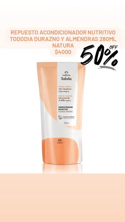 Repuesto Acondicionador Nutritivo Tododia Durazno y Almendras 280ml Natura