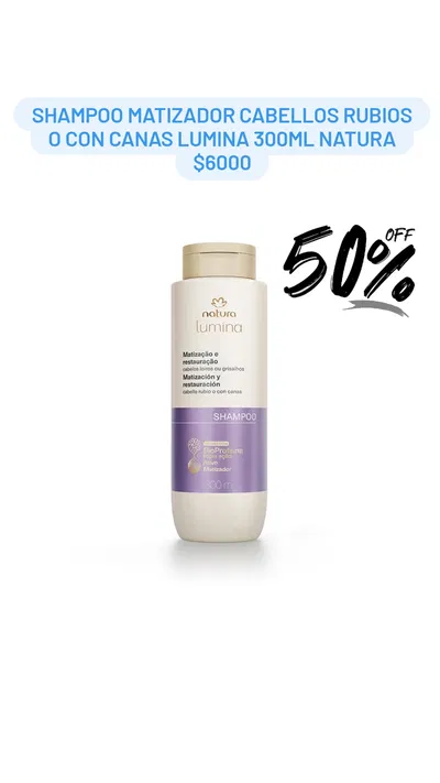 Shampoo Matizador Cabellos Rubios o con Canas Lumina 300ml Natura