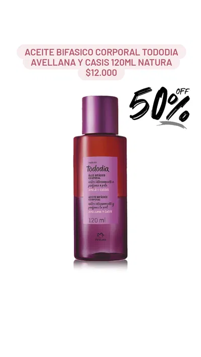 Aceite Bifásico Corporal Tododia Avellana y Casis 120ml Natura