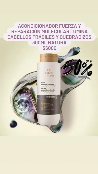 Acondicionador Fuerza y Reparación Molecular Lumina Cabellos Frágiles y Quebradizos Natura