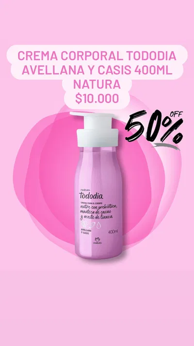 Crema corporal Tododia Avellana y Casis 400ml Natura