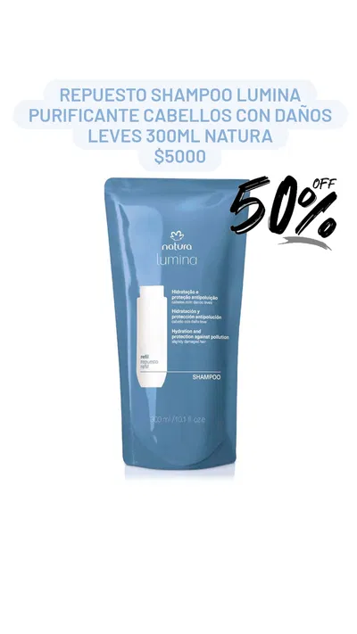 Repuesto Shampoo Lumina Purificante Cabellos con Daños Leves 300ml Natura
