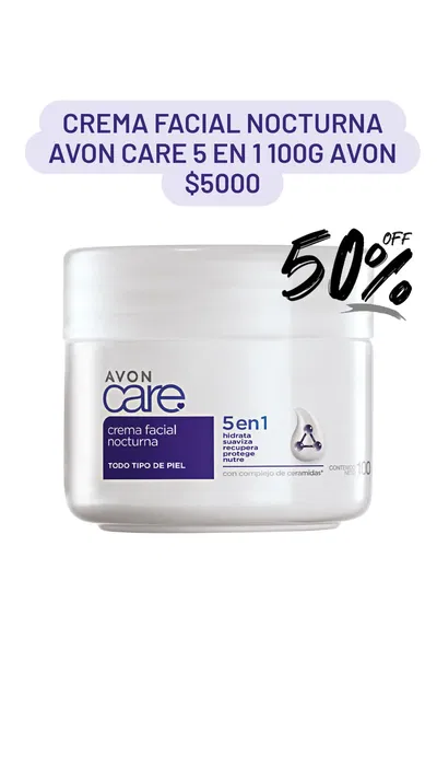 Crema Facial Nocturna 5 en 1 Care 100g Avon 