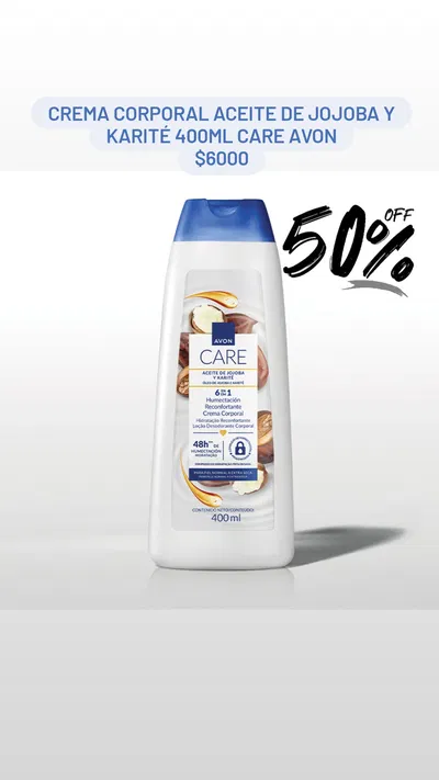 Crema corporal Aceite de Jojoba y Karité 400ml Care Avon