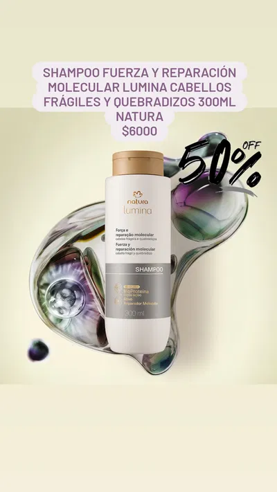Shampoo Fuerza y Reparación Molecular Lumina Cabellos Frágiles y Quebradizos 300ml Natura
