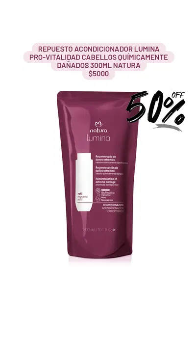 Repuesto Acondicionador Lumina Pro-vitalidad Cabellos Químicamente Dañados 300ml Natura