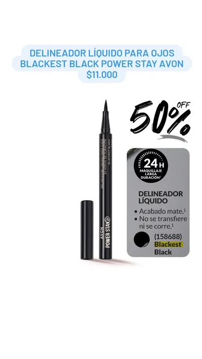 Delineador Líquido para Ojos Blackest Black Power Stay Avon 