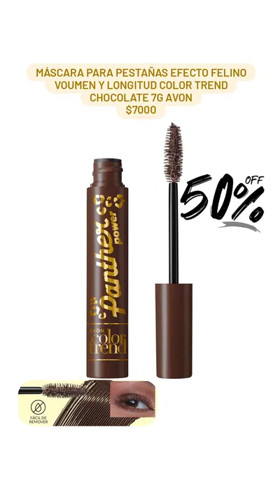Máscara para Pestañas Efecto Felino Voumen y Longitud Color Trend Chocolate 7G Avon