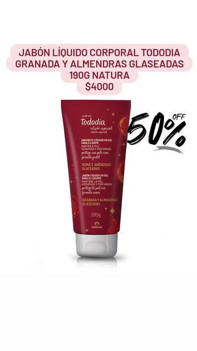 Jabón Líquido Corporal Tododia Granada y Almendras Glaseadas 190g Natura 