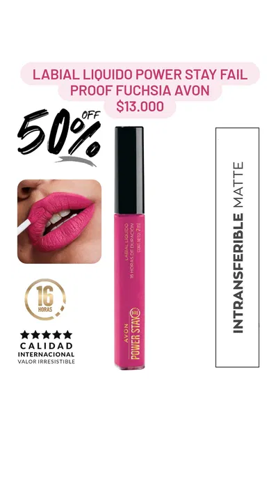 Labial Líquido Power Stay Fail Proof Fuchsia Avon