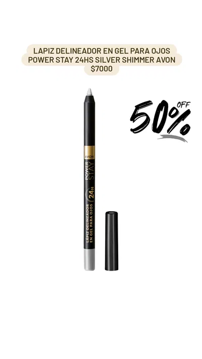 Lapiz Delineador en Gel para Ojos Power Stay 24hs Silver Shimmer Avon