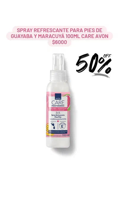 Spray refrescante para pies de Guayaba y Maracuyá 100ml Care Avon 