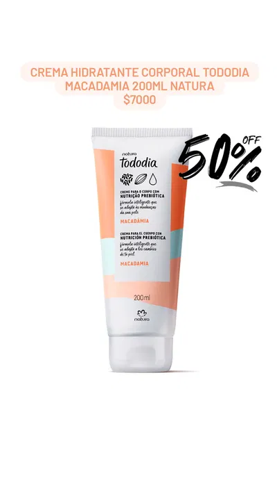 Crema hidratante corporal Tododia Macadamia 200ml Natura