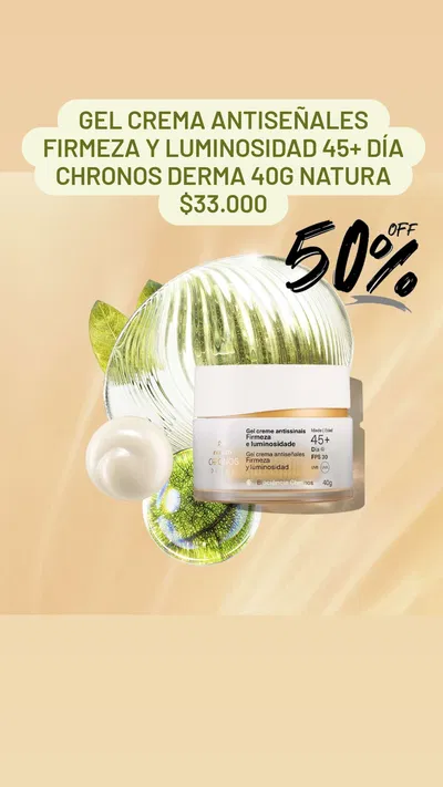 Gel Crema Antiseñales Firmeza y Luminosidad 45+ Día Chronos Derma 40g Natura