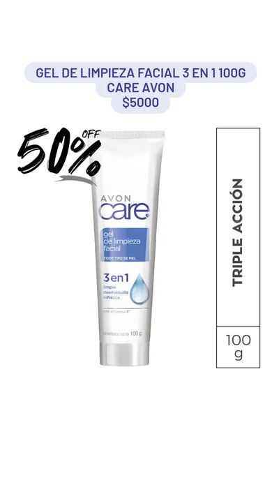 Gel de Limpieza Facial 3 en 1 100g Care Avon 