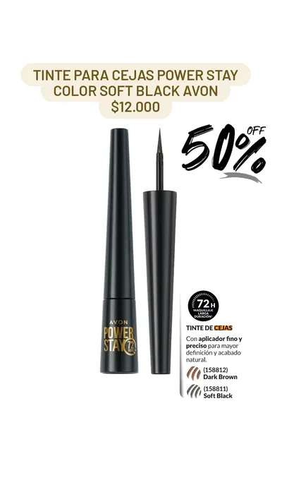 Tinte para cejas Power Stay Soft Black Avon