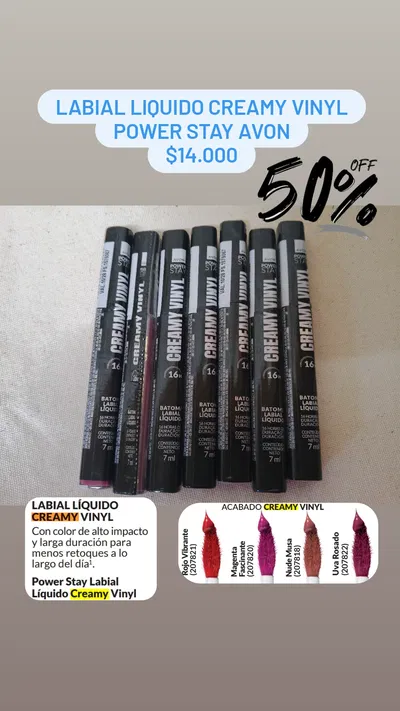 Labial Liquido Creamy Vinyl Power Stay Avon