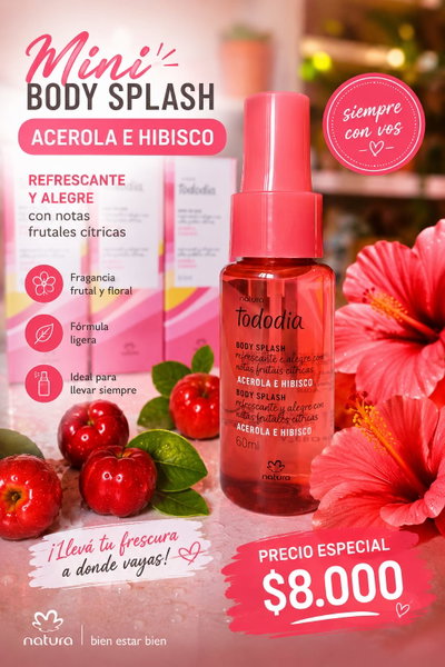 Mini Body Splash Tododia Acerola e Hibisco 60ml Natura 
