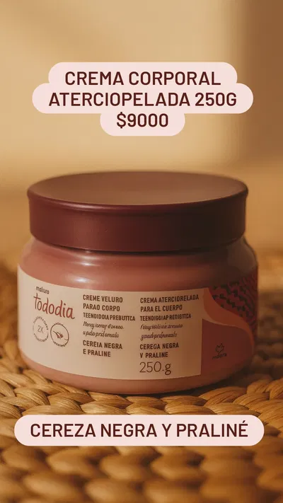 Crema Corporal Aterciopelada Tododia Cereza Negra y Praliné 250g Natura 