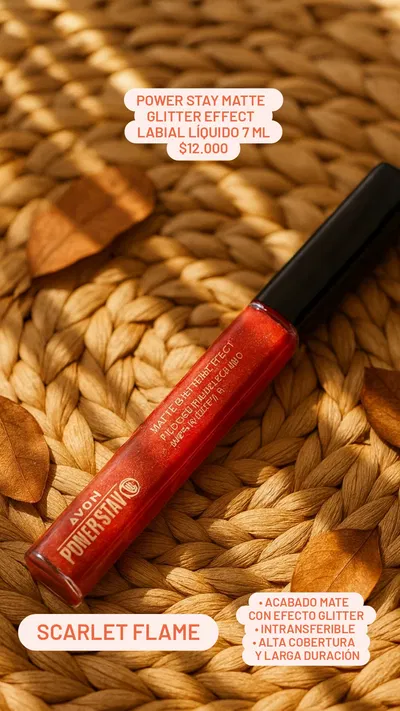 Labial Power Stay Matte Glitter Efectt Red 7 ML