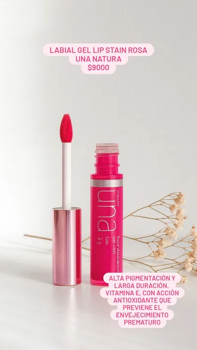 Labial Gel Lip Stain Rosa UNA Natura