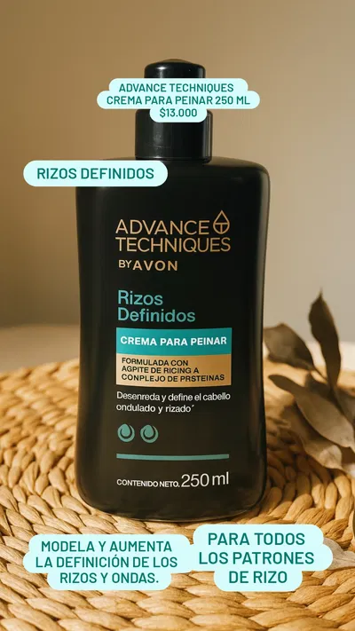 Advance Techniques  Crema para Peinar Rizos Definidos 250 ml Avon